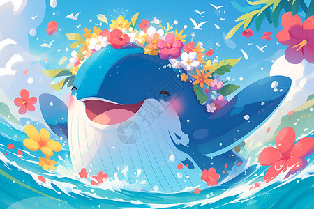 海洋中的鲸鱼背景图片