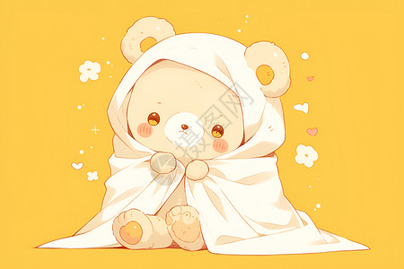 毯子主图可爱的小熊玩偶插画