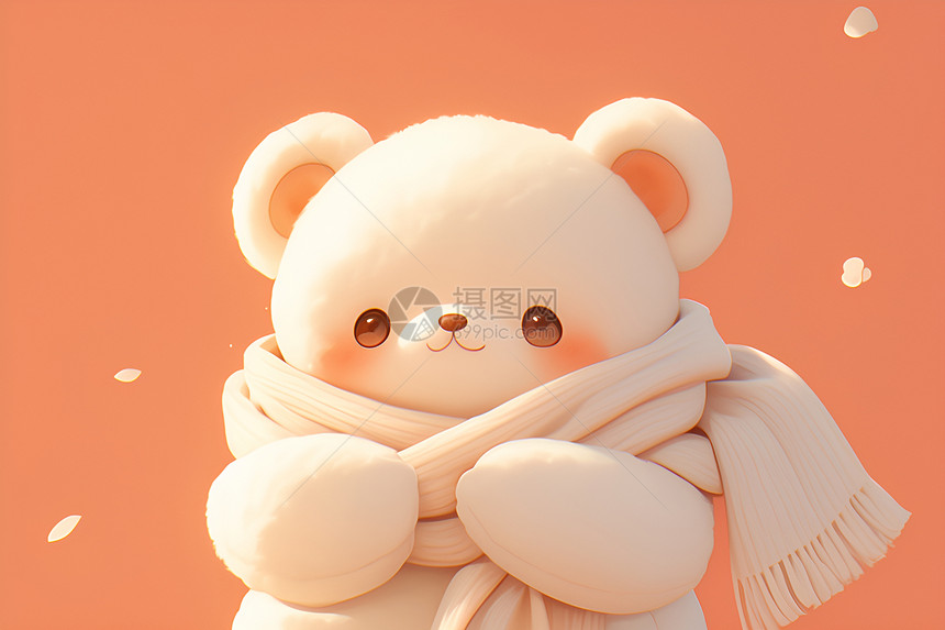 可爱小熊包裹在白色毯子图片