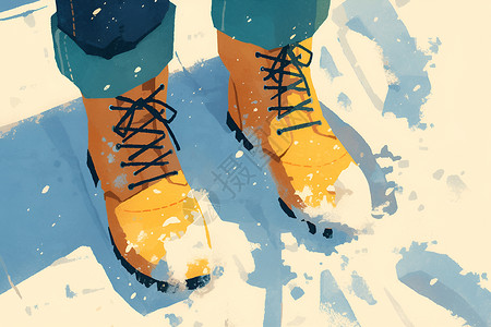 靴子蒙古靴雪中的脚插画