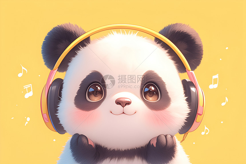 音乐的熊猫图片