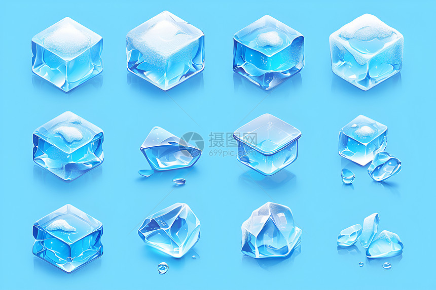 水晶般立体的冰块图片