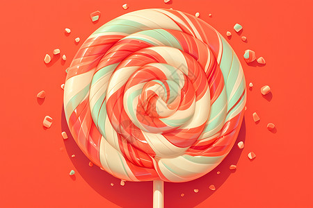 仪式上的甜食红色背景上的棒棒糖插画