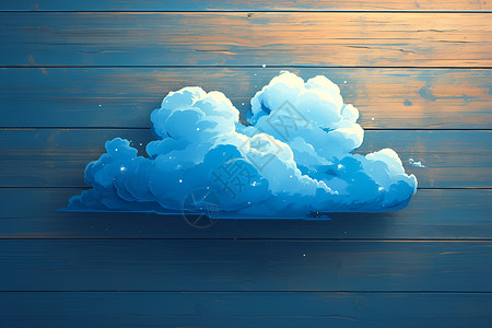 缩小尺寸木板上的云朵插画