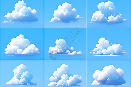 大尺寸云素材云朵的轮廓插画