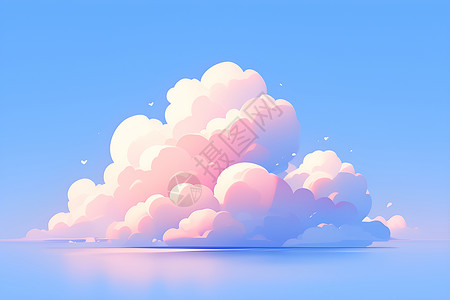 尺寸对比云朵在湖面上飘浮插画