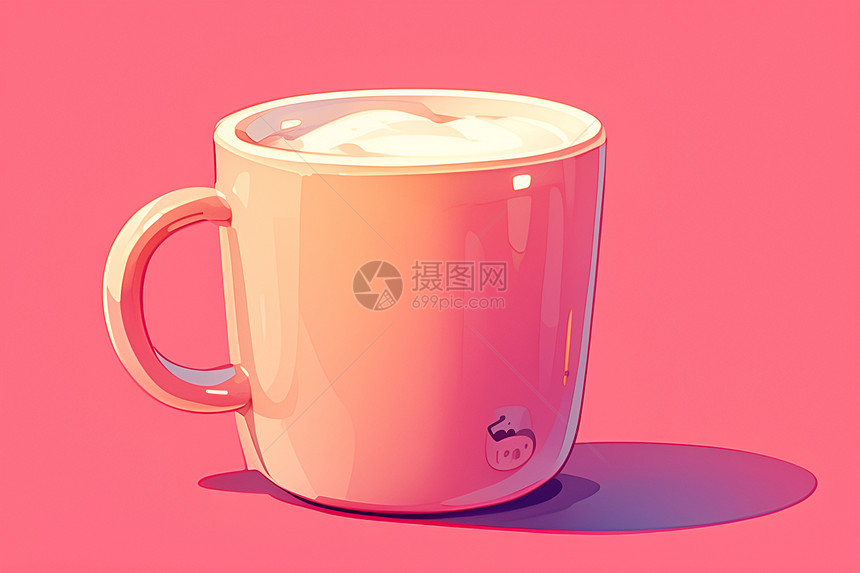 粉色背景上的咖啡图片