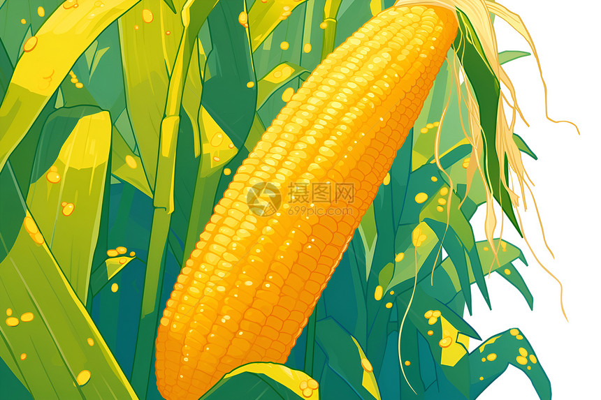 新鲜的玉米的插画图片