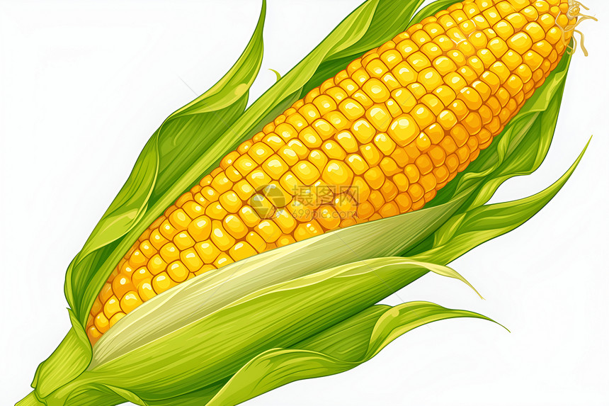 白色背景上的玉米图片