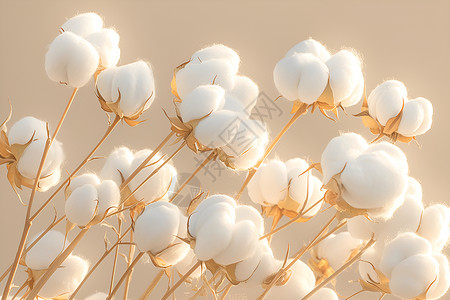 秋天农作物棉花棉花绽放的细腻之美插画