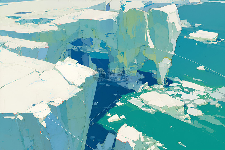 超现实的冰川场景图片