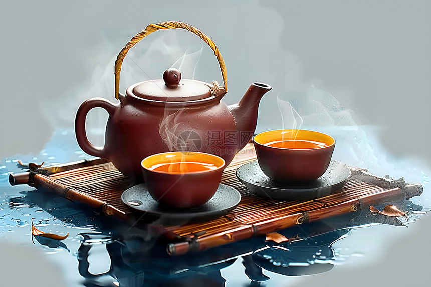 陶瓷杯子中的茶水图片