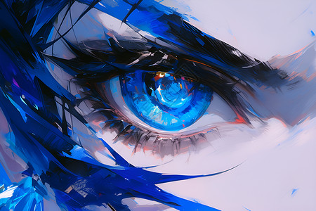 深邃蓝色女孩深邃的眼睛插画