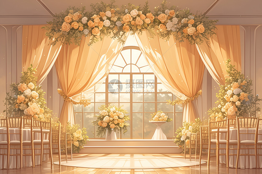 婚礼礼堂内的花朵图片
