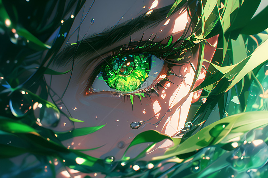 美丽少女的绿色眼睛图片