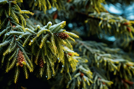 冬日松树杉木性质高清图片