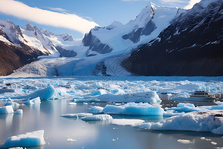 冰山图片冰山环绕的湖泊背景