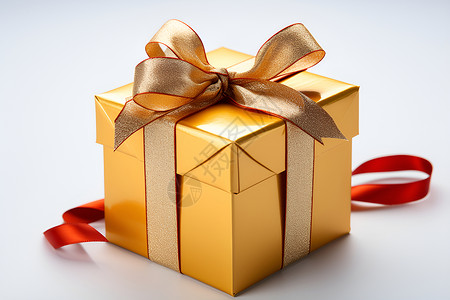 兑换礼物点缀着金色丝带的盒子背景