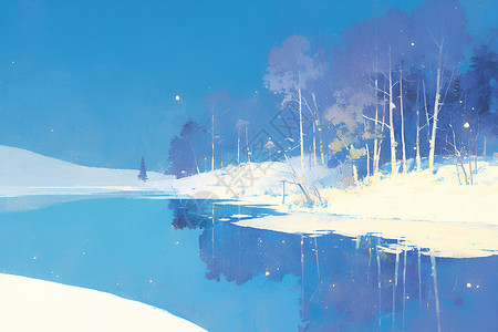 冬日美丽湖景高清图片