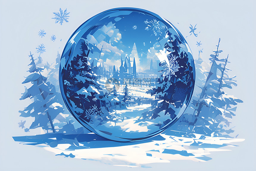 水晶球中的冬日仙境图片