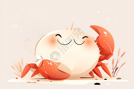 可爱的螃蟹可爱的卡通螃蟹插图插画