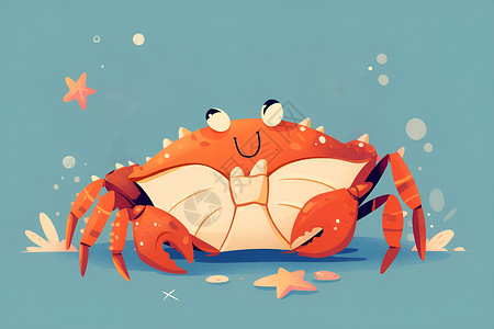 冒号与螃蟹螃蟹与海星插画