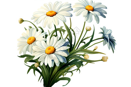 洋甘菊植物白色的雏菊插画