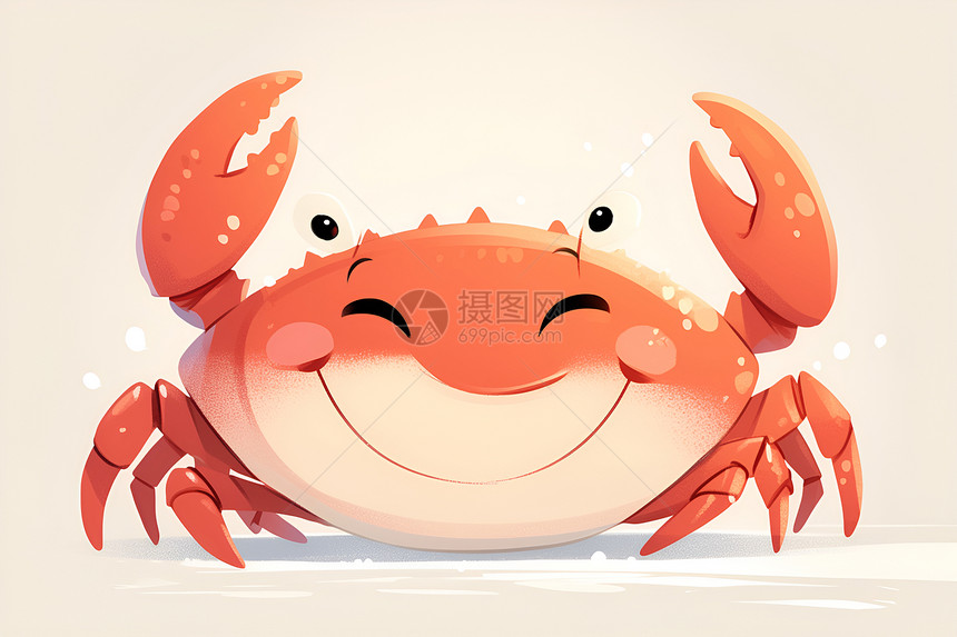 快乐螃蟹的迷人插图图片