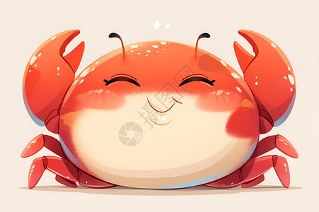开心的小螃蟹可爱的小螃蟹插画