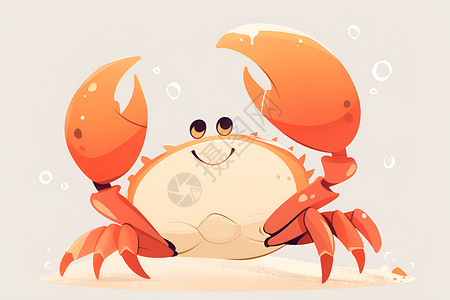 开心的小螃蟹快乐的小螃蟹在沙滩上嬉戏插画