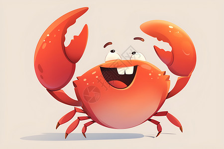 开心的小螃蟹小螃蟹快乐插画插画
