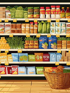 超写实绘画中的超市背景图片