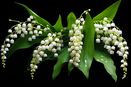 绿叶小花图案清新的小白花背景