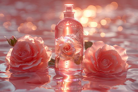 玻璃瓶花玫瑰精油花瓶设计图片