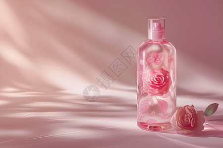 玫瑰玻璃瓶玫瑰香波瓶设计图片