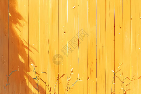 木垫子阳光下的木栅栏插画