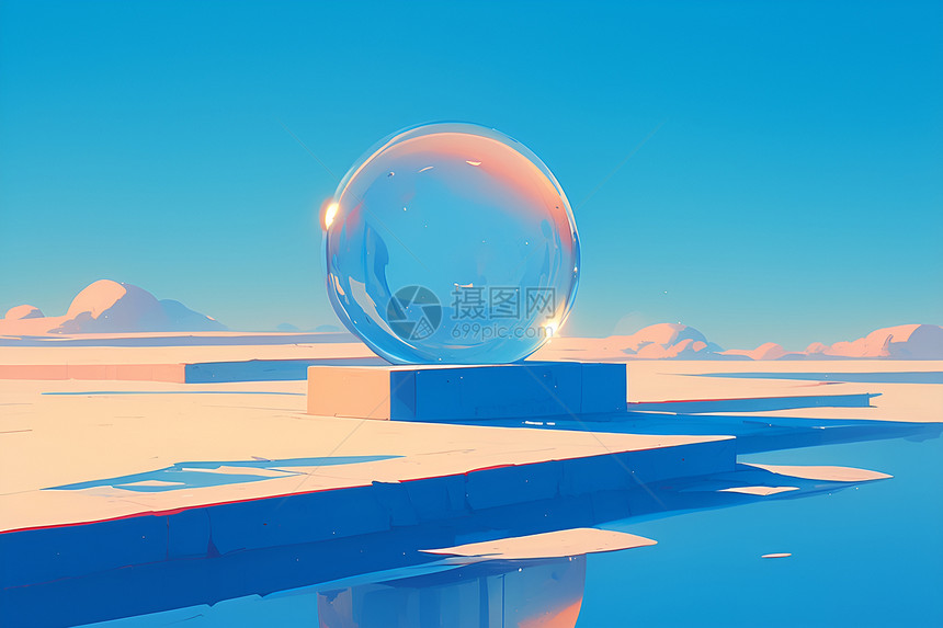 蓝天下的的玻璃球图片