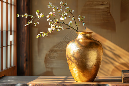 金薄纸金陶瓷花瓶背景