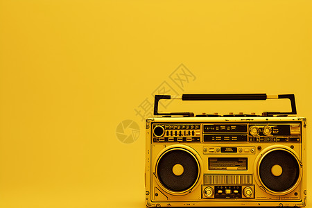 柜子上的收音机黄色背景上的收音机插画