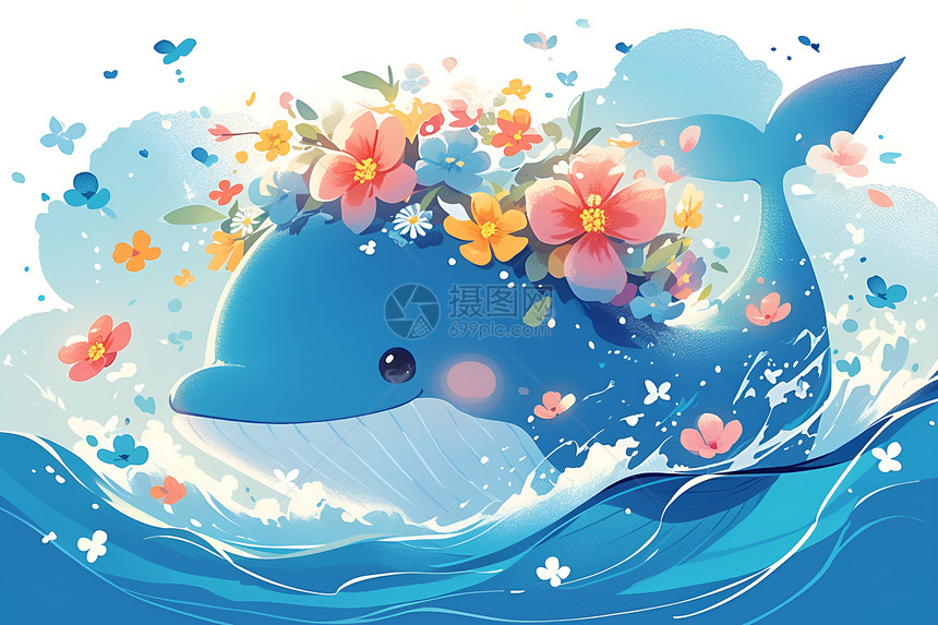 可爱的海豚插画图片