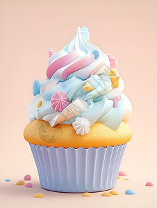 粉色杯子蛋糕梦幻粉色蛋糕插画