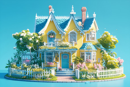 一栋房子一栋温馨的别墅插画