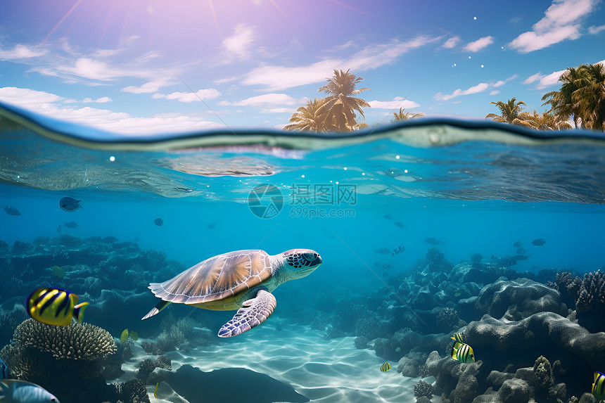 海底的海龟图片