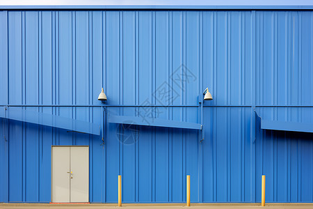 铝材厂工厂的蓝色建筑背景