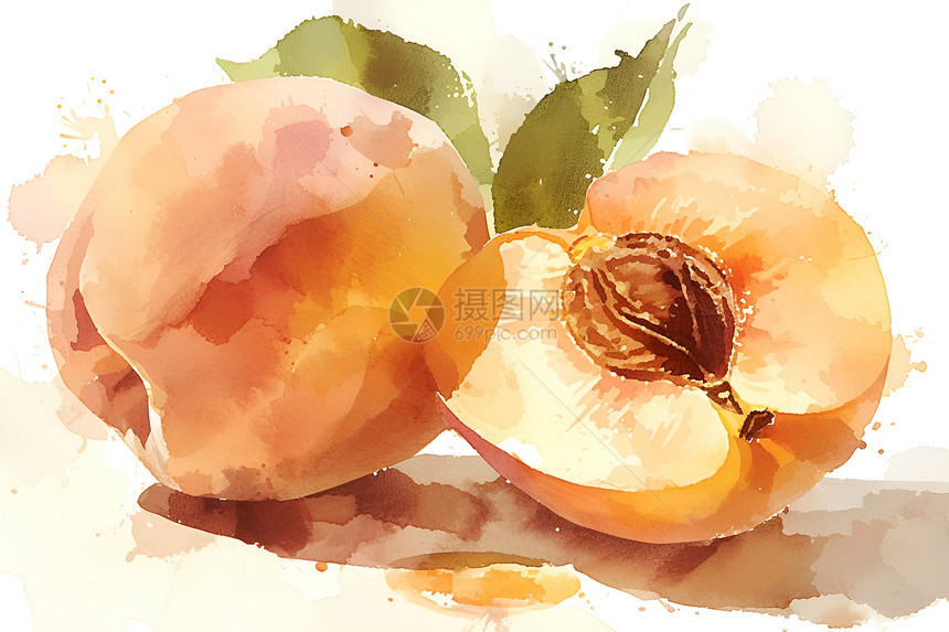 绘画的可口桃子图片