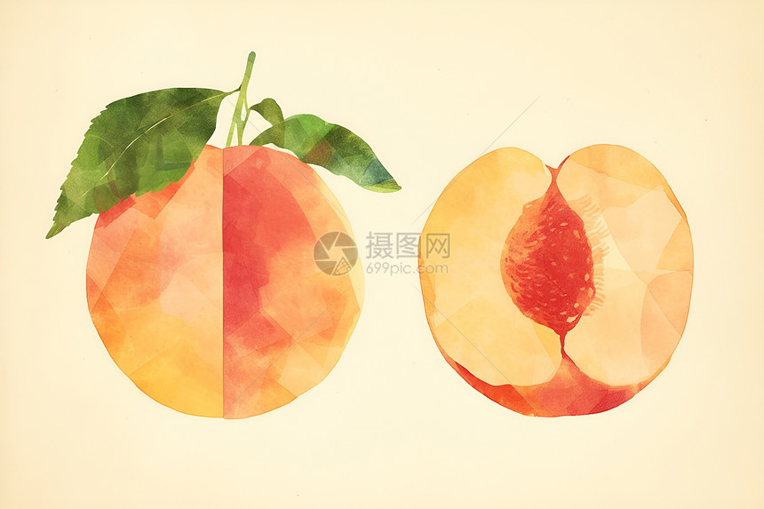 可口的桃子插画图片