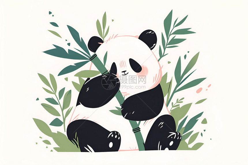 画作的熊猫插图图片