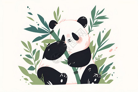 画作的熊猫插图高清图片