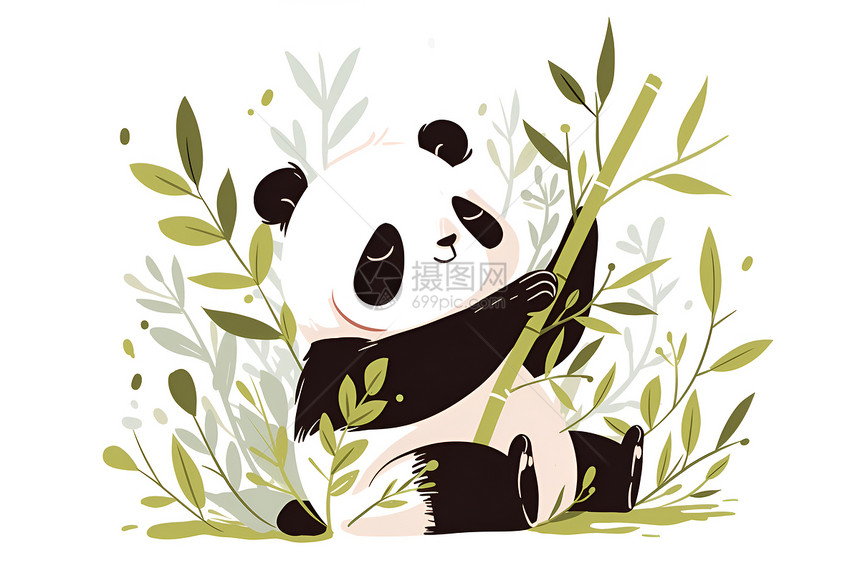 绘画的熊猫和竹子图片