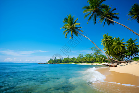 沙滩上的棕榈树高清图片